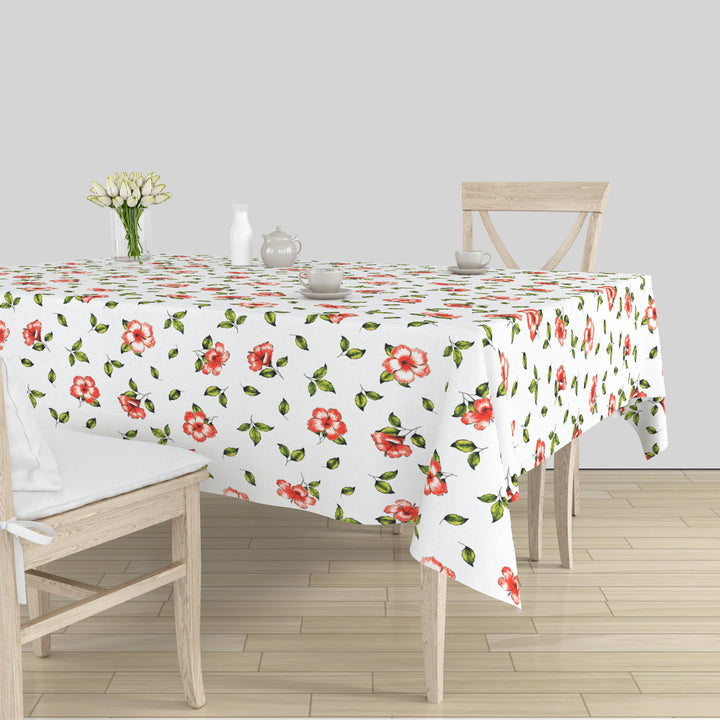 Polyester Hibiscus Table Cloth (Pack of 1)