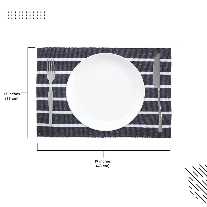 Cotton Roma Grey Stripes Placemat (Pack of 6)