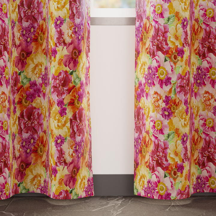 Blackout Polyester F2 Red Curtain (Pack of 2)