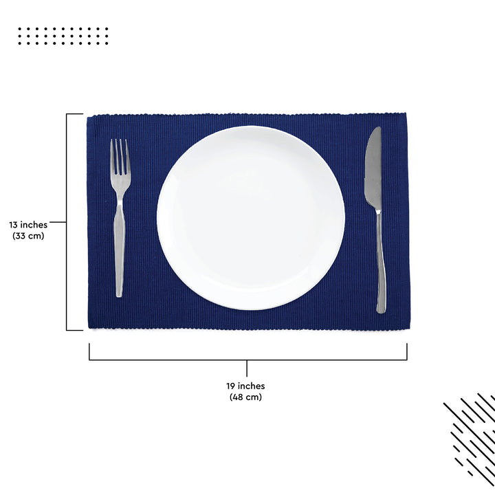 Cotton Solid Blue Placemat (Pack of 6)