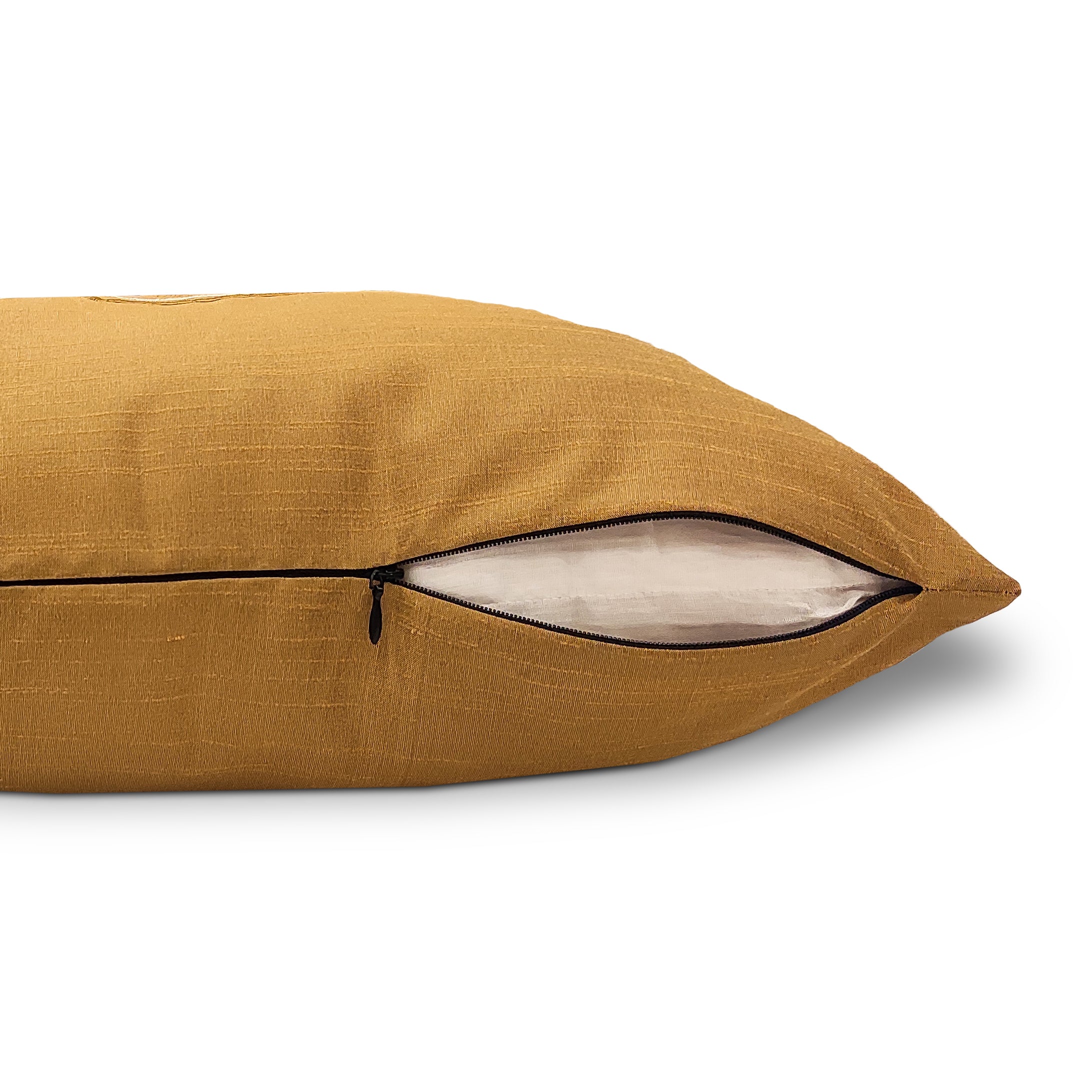 Dupion Silk Chain Gold Cushion Cover (Pack of 2)