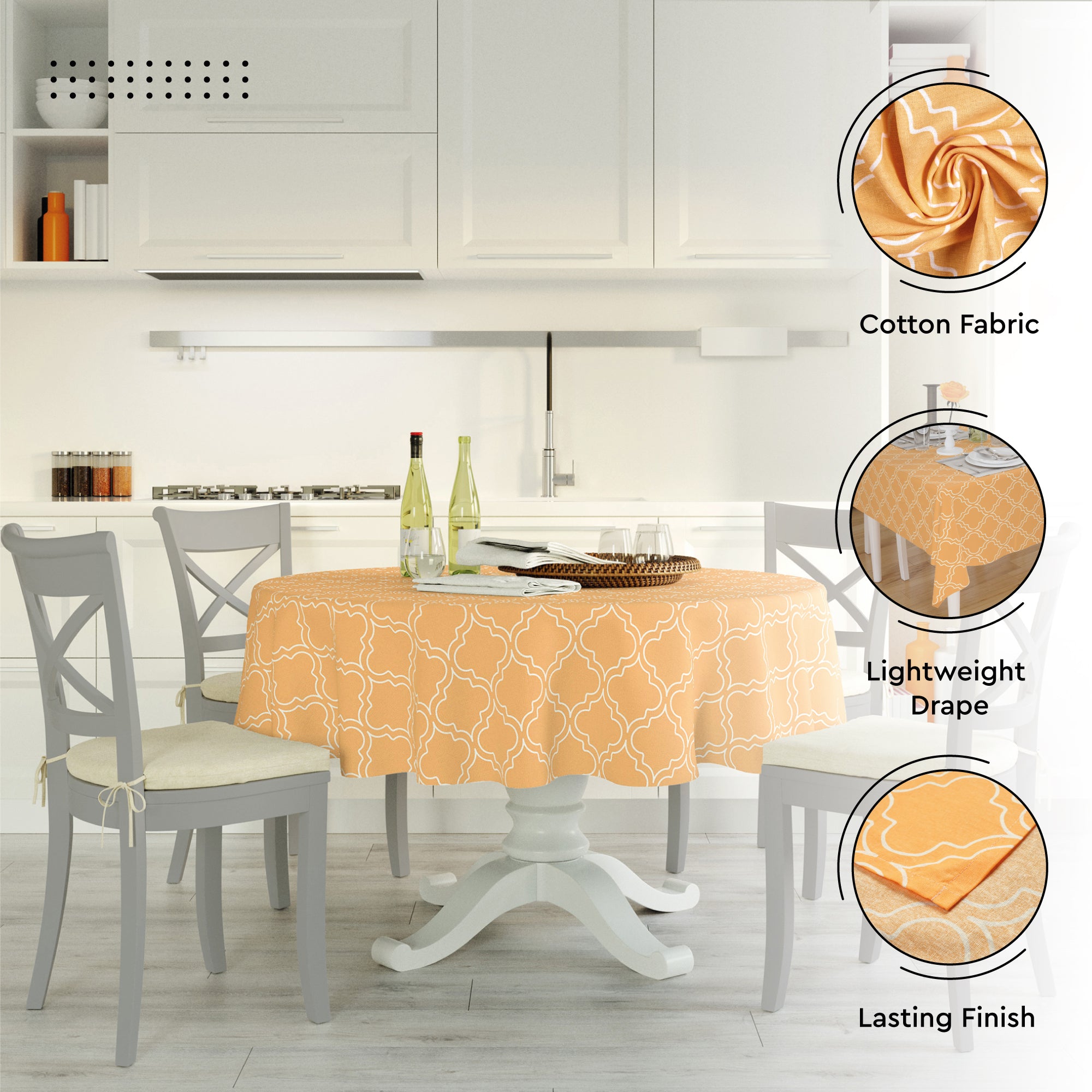 Cotton Peach Tiles Table Cloth (Pack of 1)