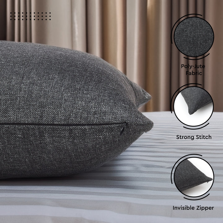 Jute Cherry Black Cushion Cover (Pack of 2)