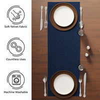 Quilted Velvet Navy Blue Table Runner