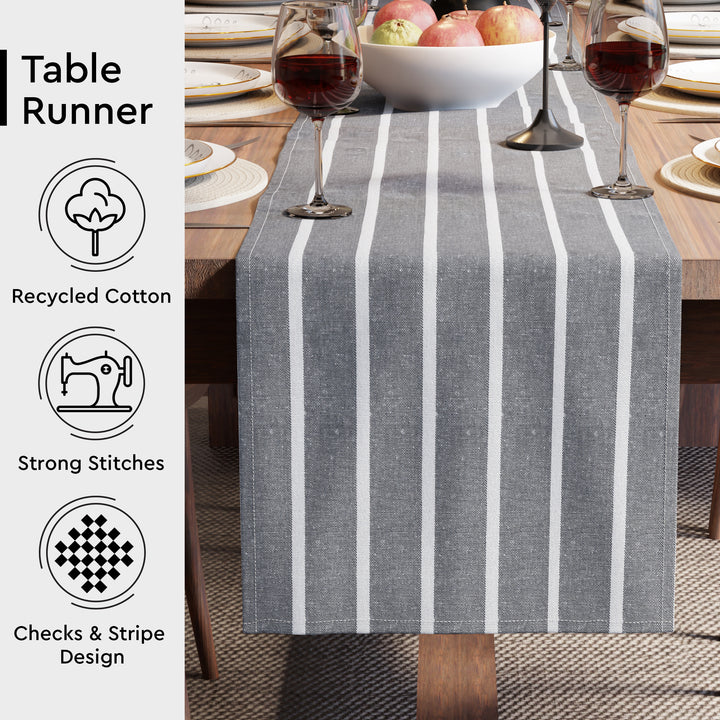 RC Yarn-Dyed Roma Grey Stripes Table Runner (Pack of 1)