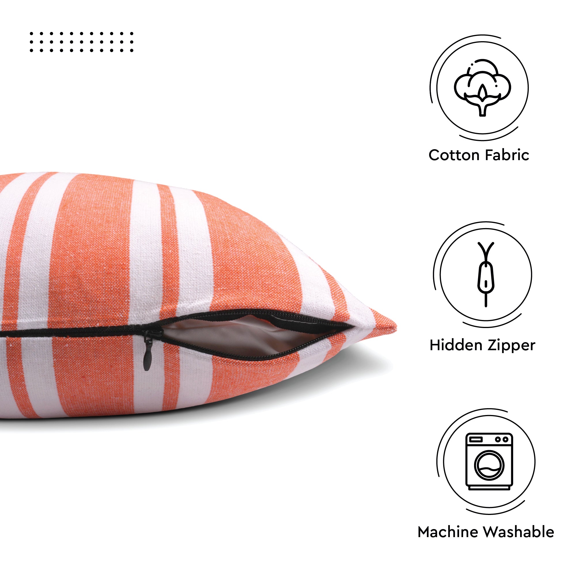 Cotton Canvas Franca Orange Stripes Cushion Cover