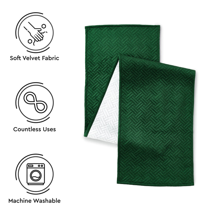 Quilted Velvet Forest Green Table Runner