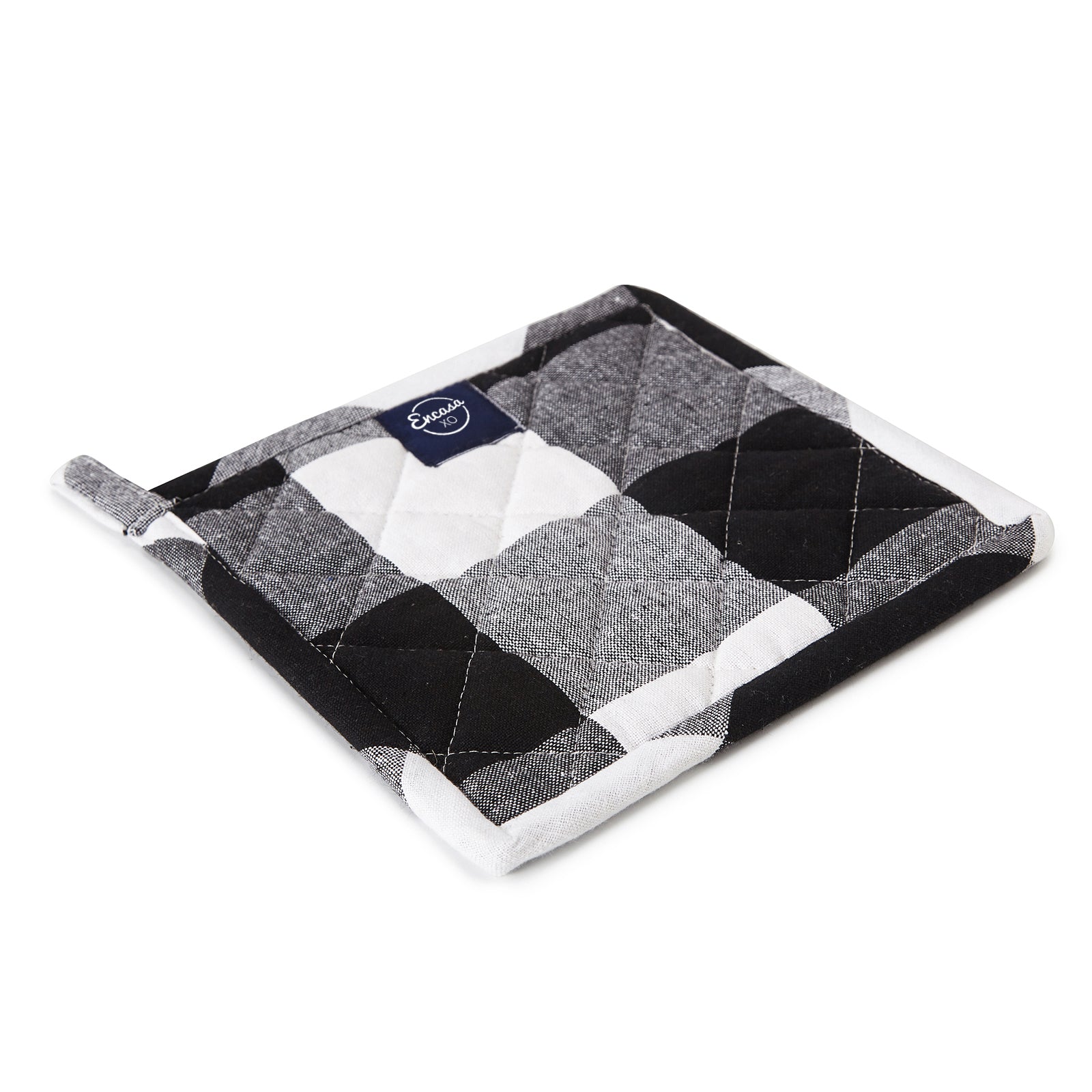 Cotton Buffalo Black Checks Pot Holders (Pack of 2)