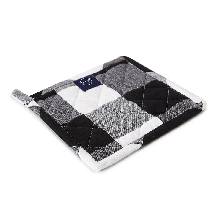 Cotton Buffalo Black Checks Pot Holders (Pack of 2)
