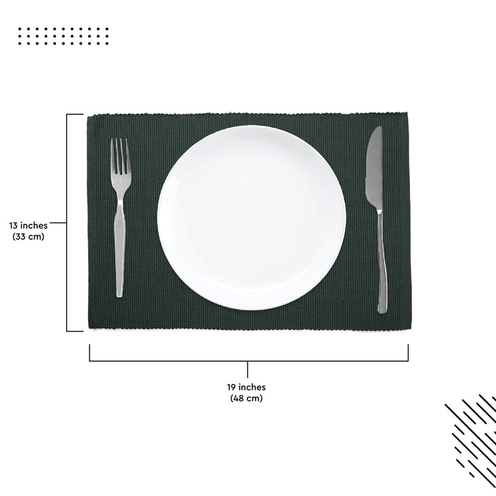Cotton Dark Green Placemat (Pack of 6)