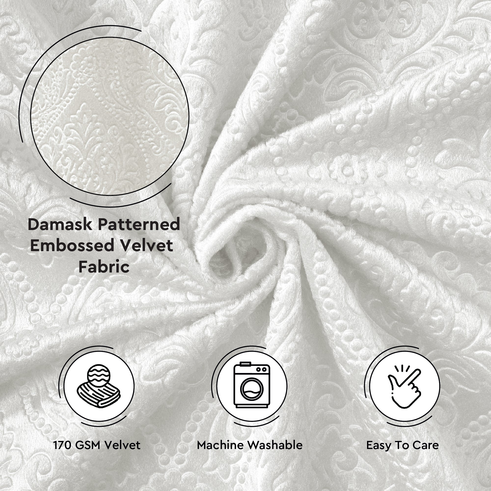 Embossed Velvet Cream Fabric by Meter