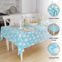 Cotton Daisy Blue Table Cloth (Pack of 1)