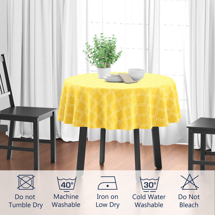 Polyester Yellow Trellis Table Cloth (Pack of 1)