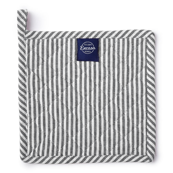Cotton Ticking Black Pot Holders (Pack of 2)
