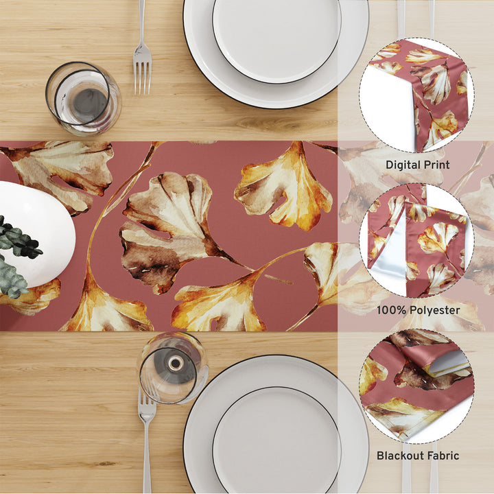 Blackout Polyester Gingko Plum Table Runner (Pack of 1)