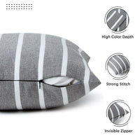Cotton Roma Grey Stripes Cushion Cover (Pack of 2)