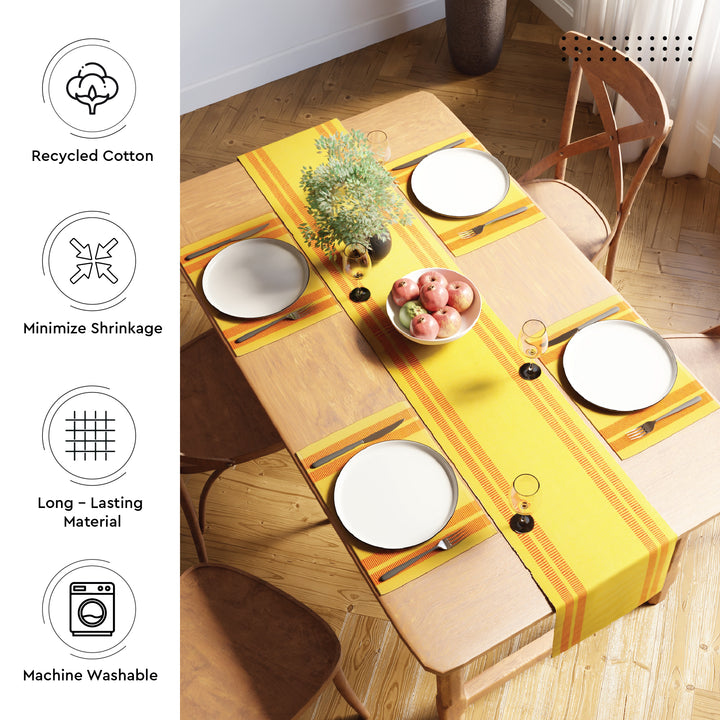 Ribbed Cotton Ladder Lemon Table Runner (Pack of 1)