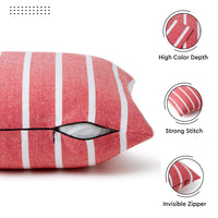 Cotton Roma Red Stripes Cushion Cover (Pack of 2)