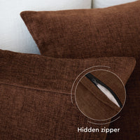Chenille Solid Chocolate Cushion Cover (Pack of 1)