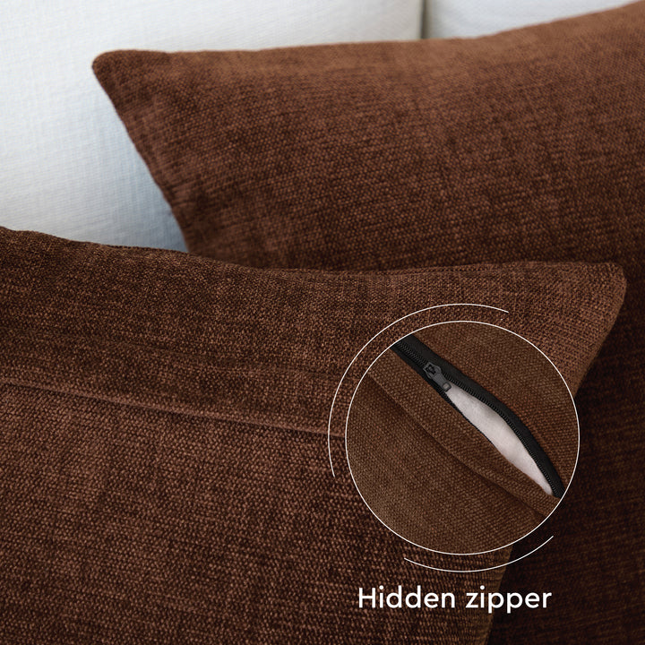 Chenille Solid Chocolate Cushion Cover (Pack of 1)