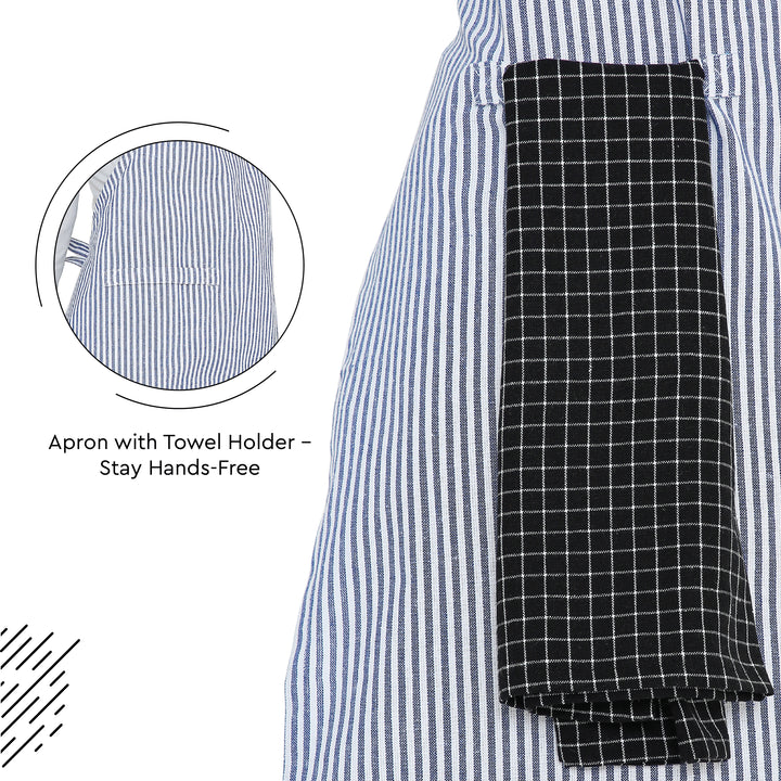 Cotton Ticking Black Apron (Pack of 1)