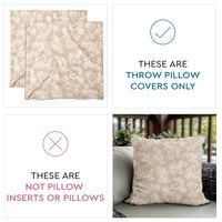 Chambray Cotton Floral Beige Cushion Cover (Pack of 2)