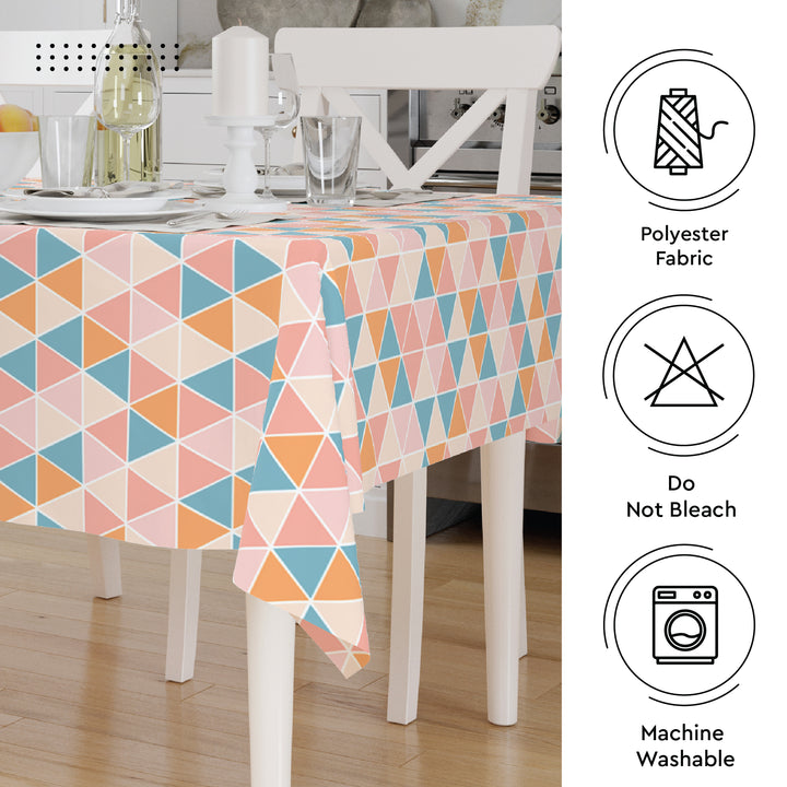 Polyester Big Triangles Apricot Table Cloth (Pack of 1)
