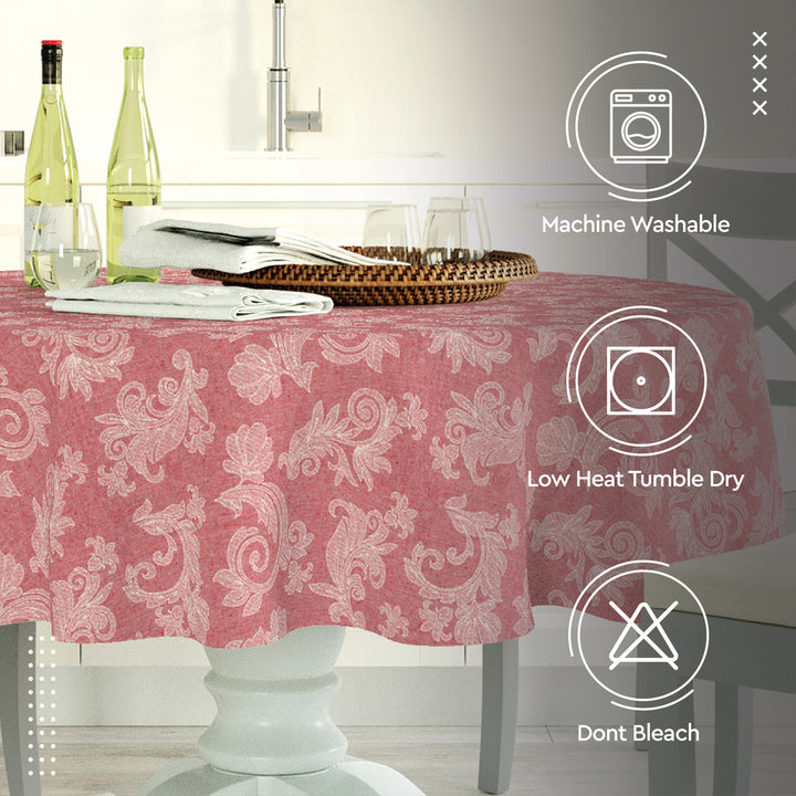 Cotton chambray Red Table Cloth (Pack of 1)