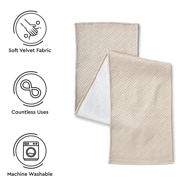 Quilted Velvet Beige Table Runner