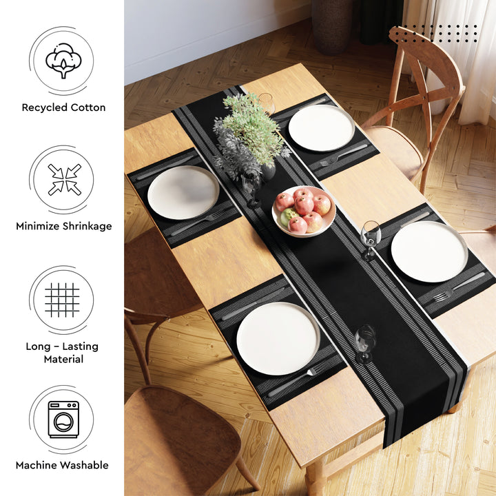 Cotton Ladder Black Table Runner (Pack of 1)