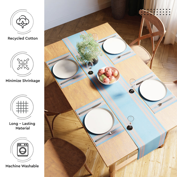 Cotton Ladder Blue Table Runner (Pack of 1)
