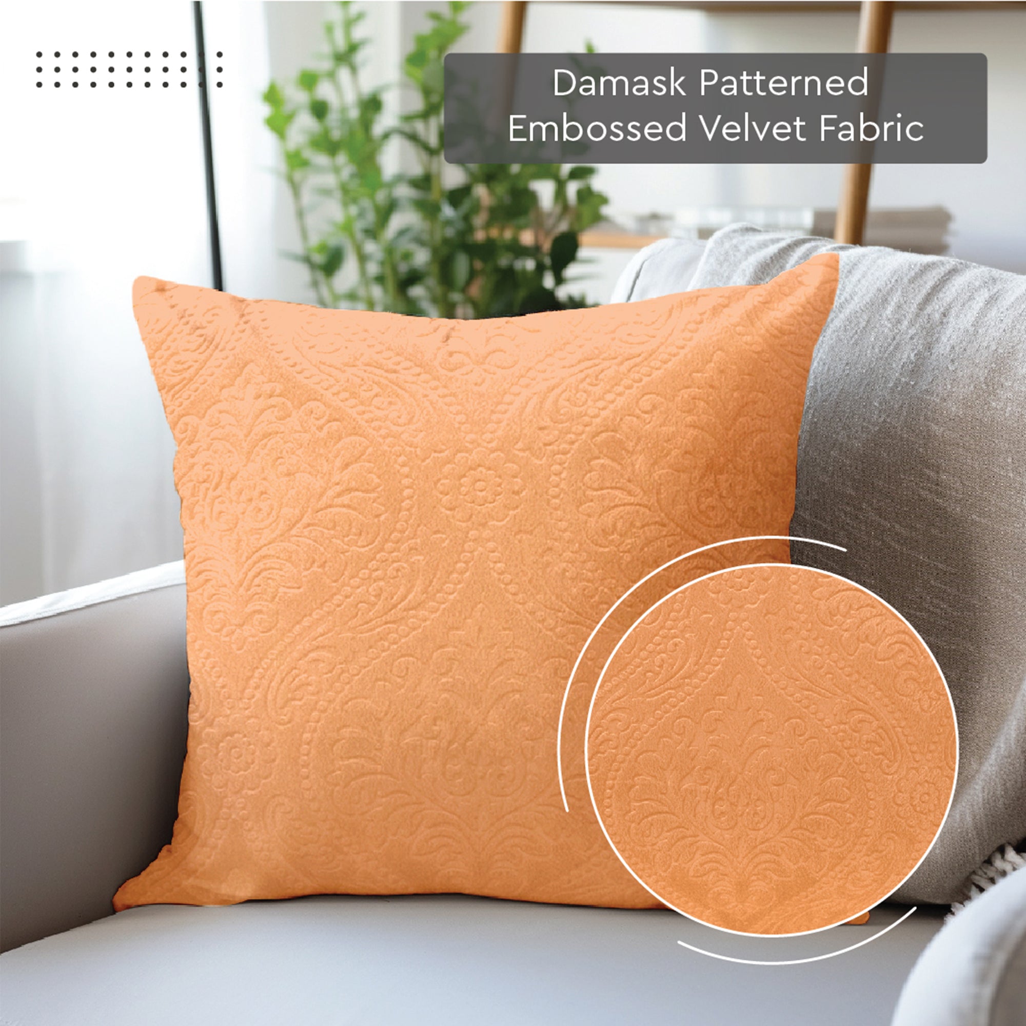 Embossed Velvet Peach Cushion Cover (Pack of 2)
