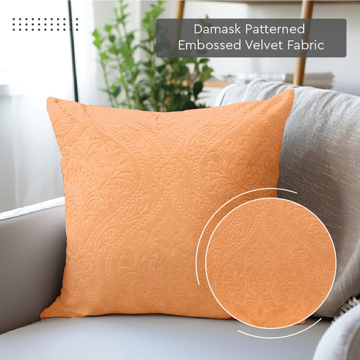 Embossed Velvet Peach Cushion Cover (Pack of 2)