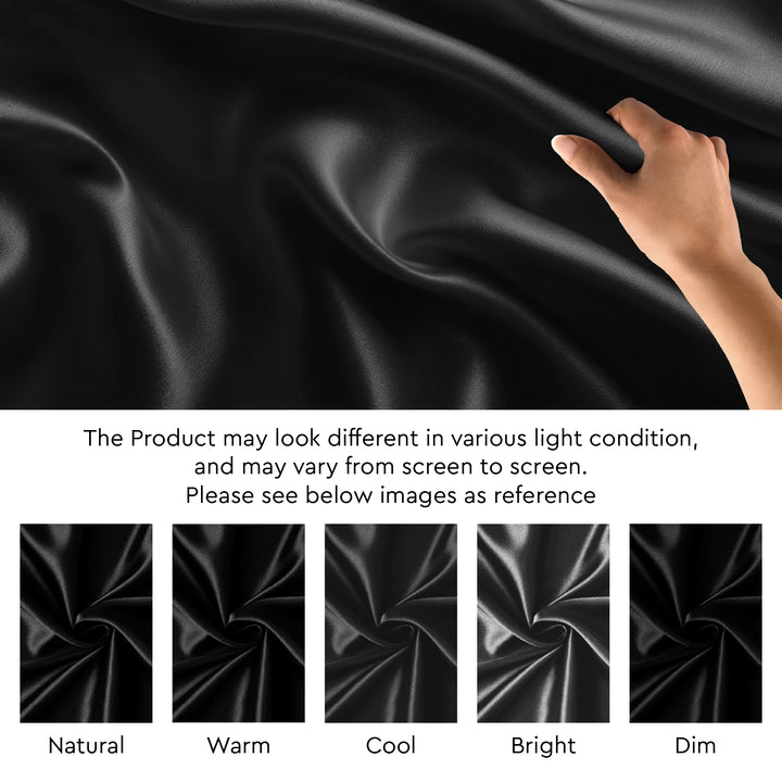 Satin Polyester Silk Black Fabric