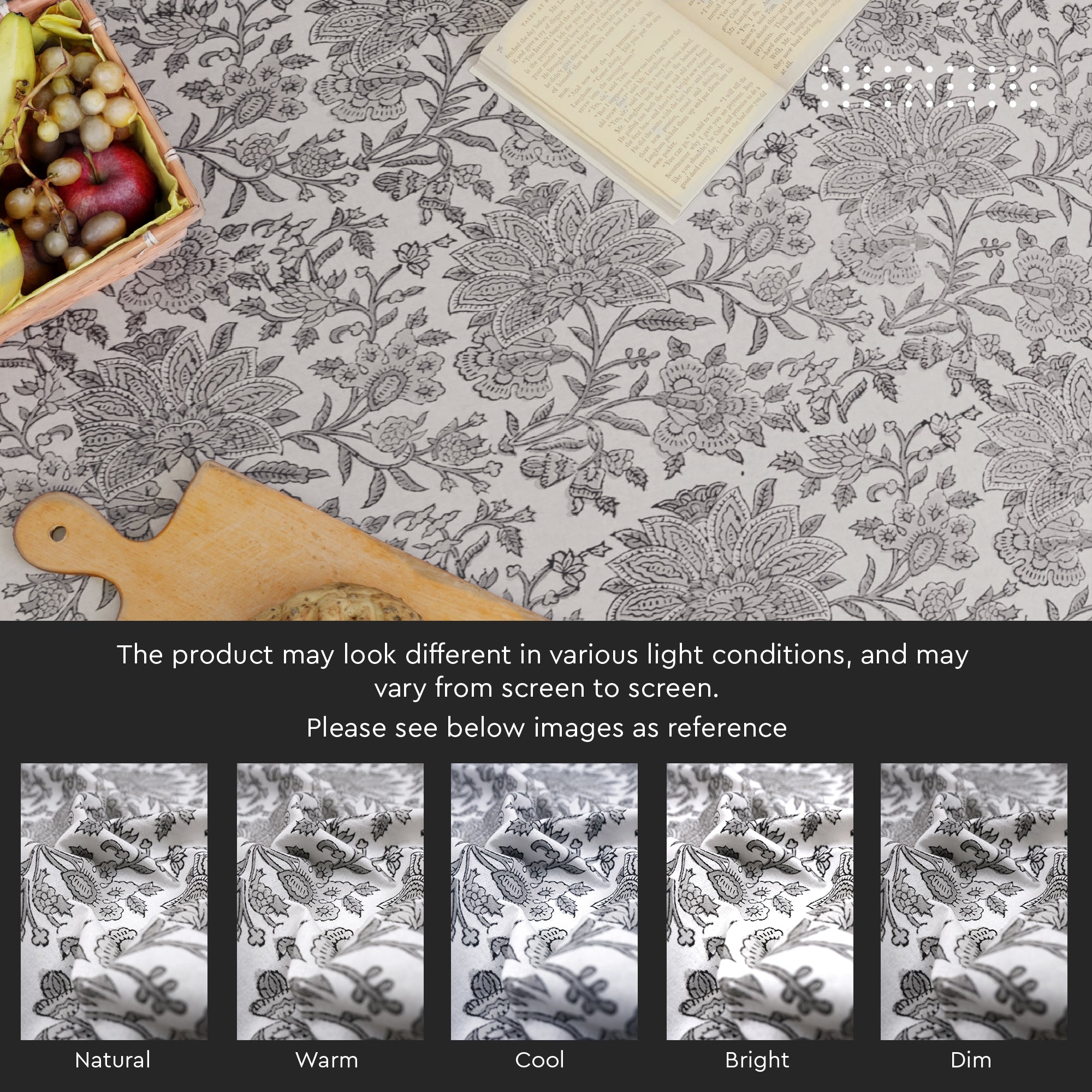 Jaipuri Hand block Print Cotton Ash Tablecloth