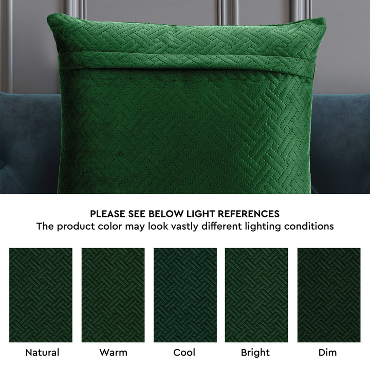 Quilted Velvet Forest Green Cushion Cover (Pack of 2)