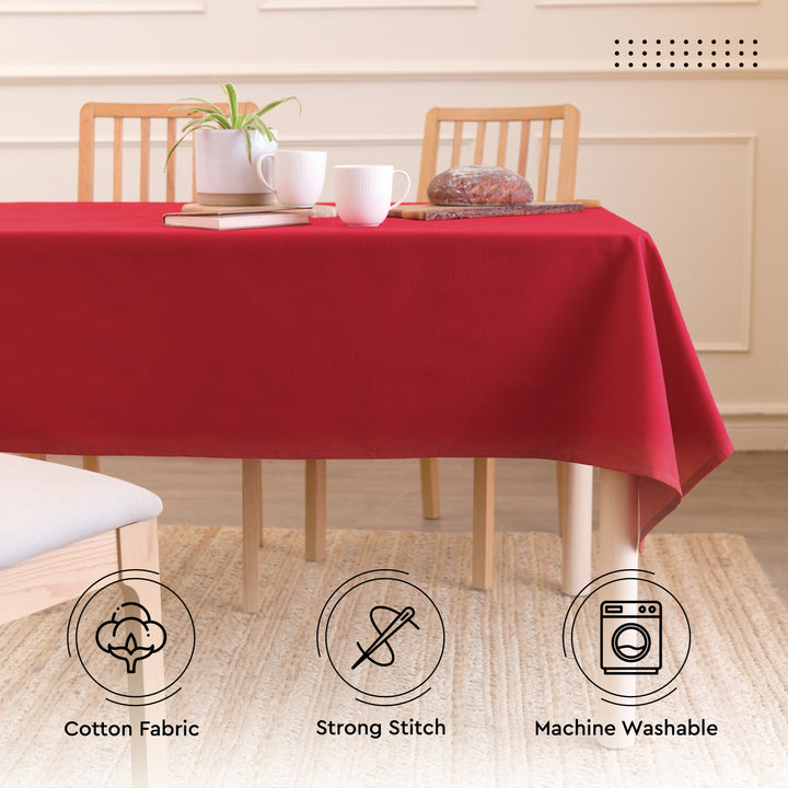Cotton Deep Red Table Cloth (Pack of 1)