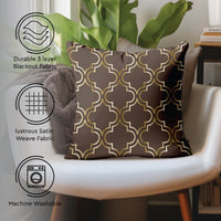Blackout Polyester Trellis Coffee Cushion Cover (Pack of 2)