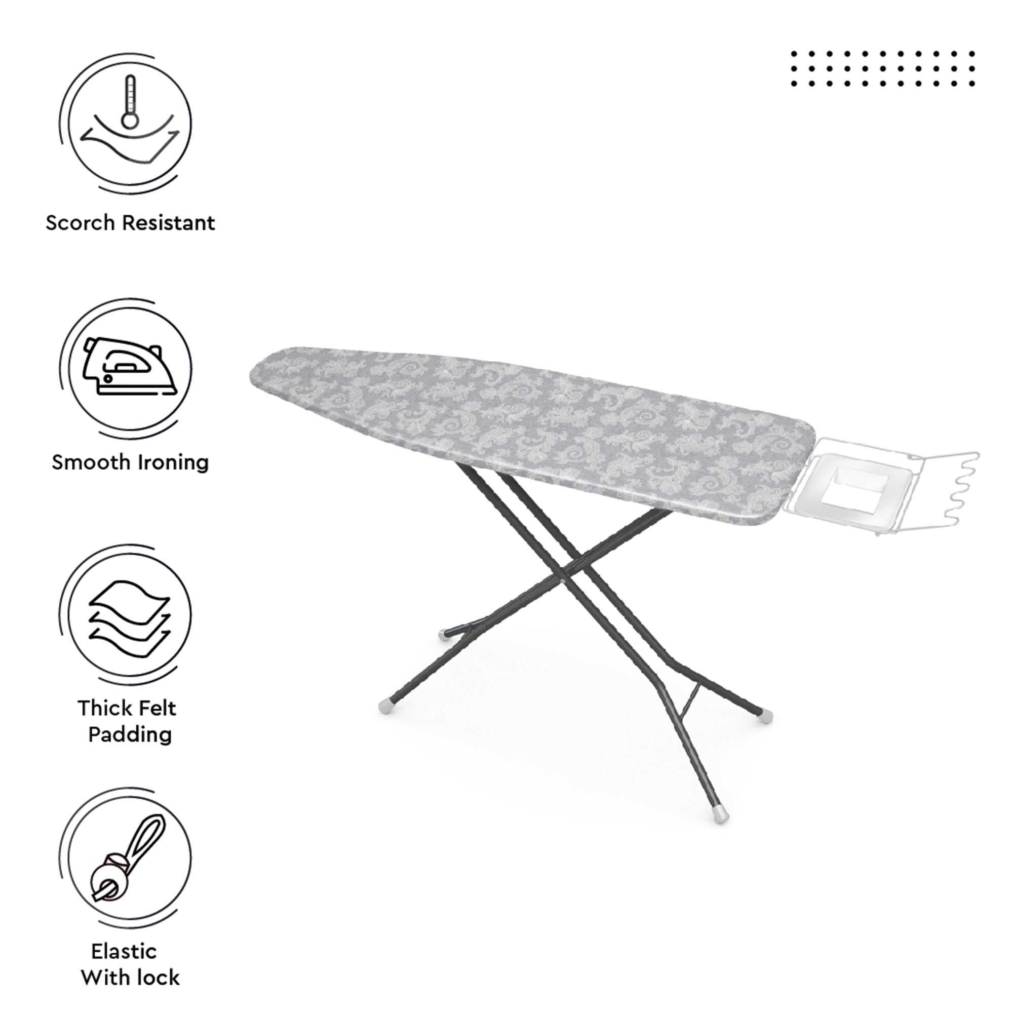 Cotton Grey Ironing Board Cover (Pack of 1)
