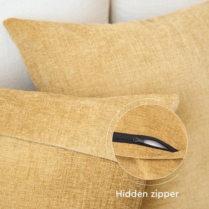 Chenille Solid Mustard Cushion Cover (Pack of 1)