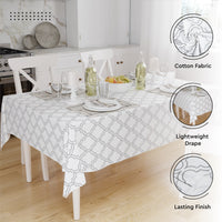 Cotton White Tiles Table Cloth (Pack of 1)
