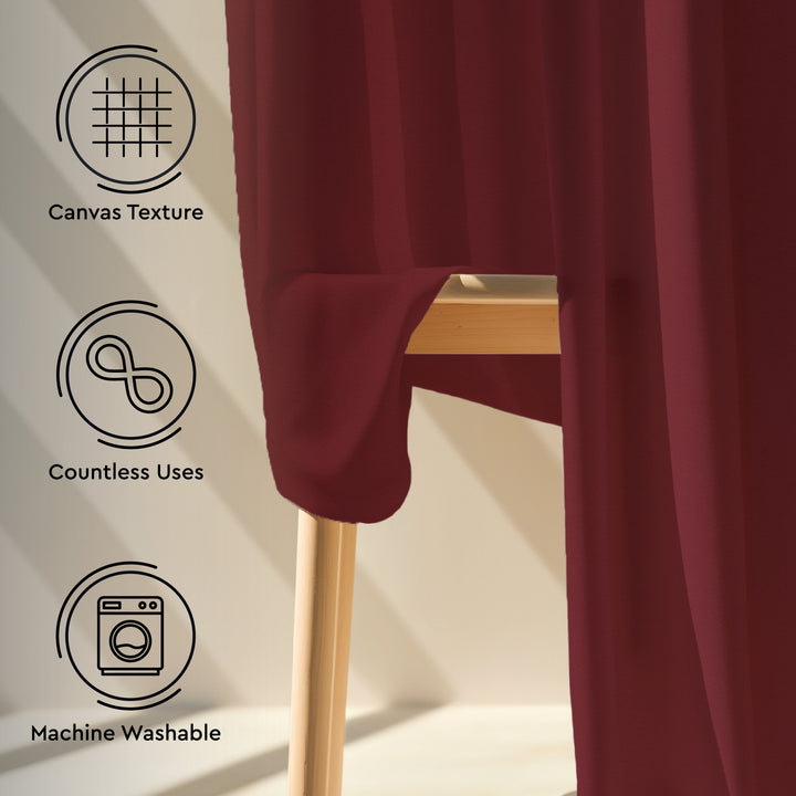 Canvas Rich Maroon Curtain (Pack of 1)