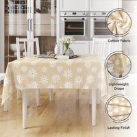 Cotton Daisy Beige Table Cloth (Pack of 1)