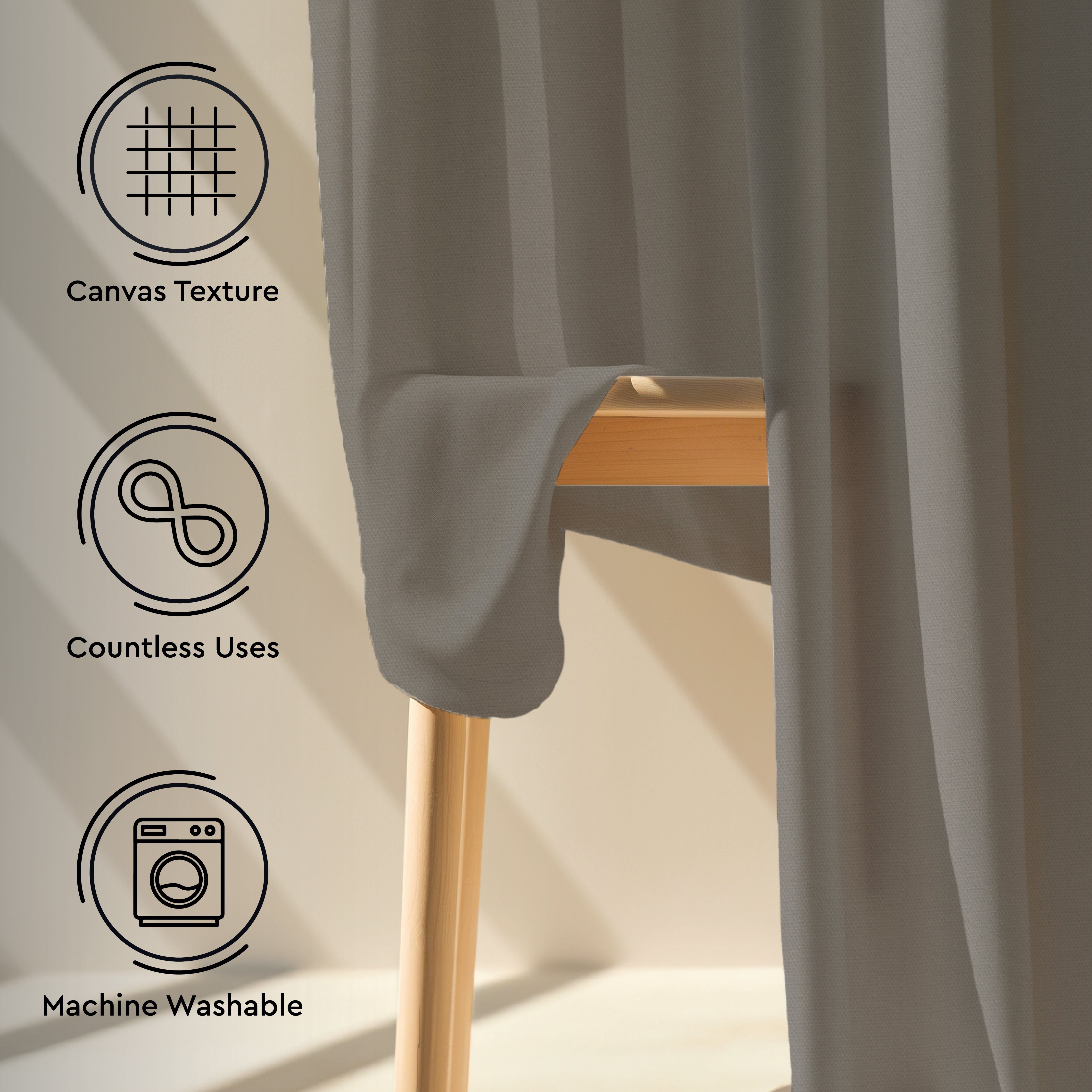 Canvas Grey Curtain (Pack of 1)