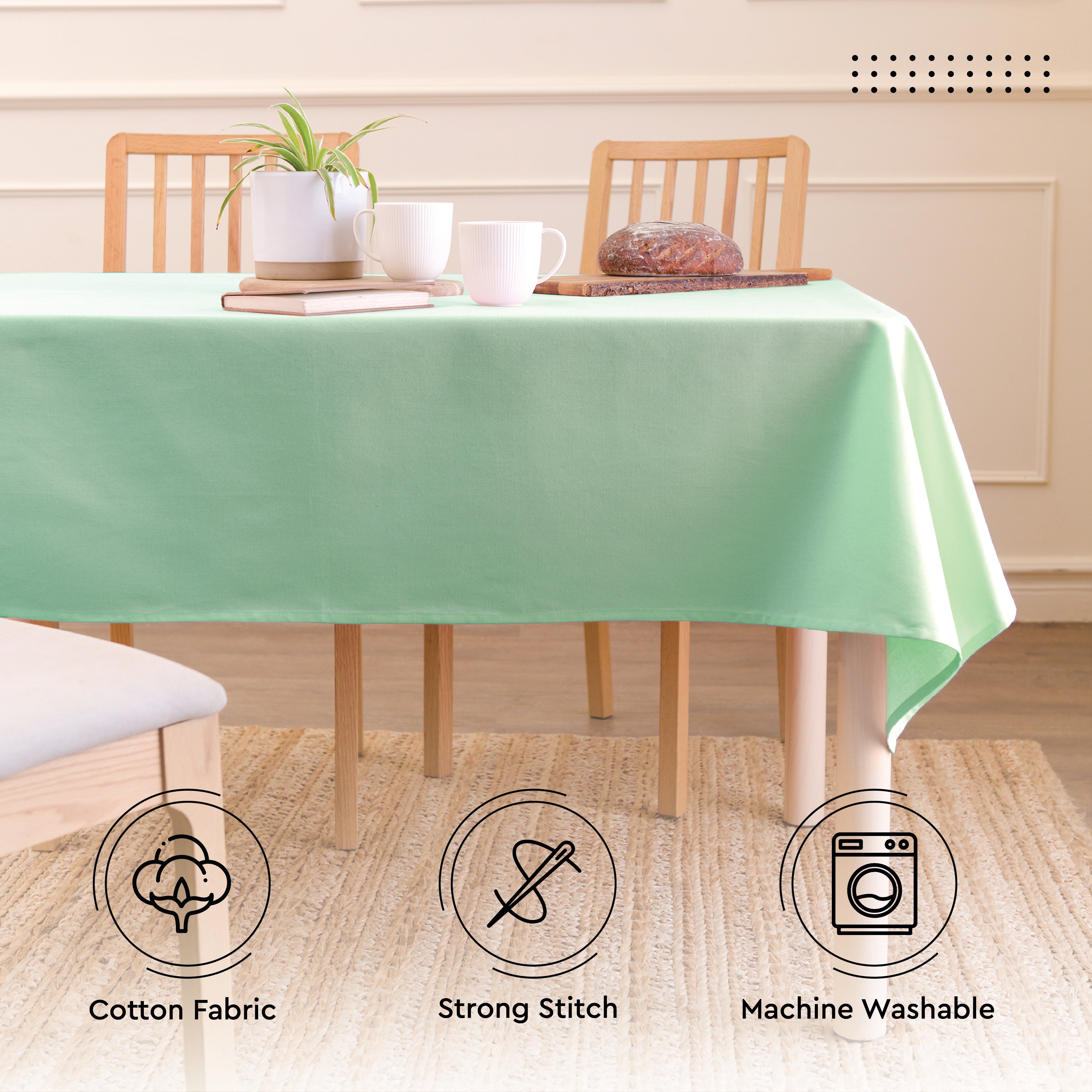 Cotton Mint Green Table Cloth (Pack of 1)