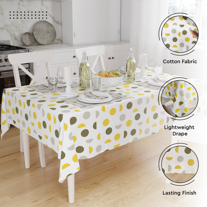 Cotton Yellow Moon Table Cloth (Pack of 1)