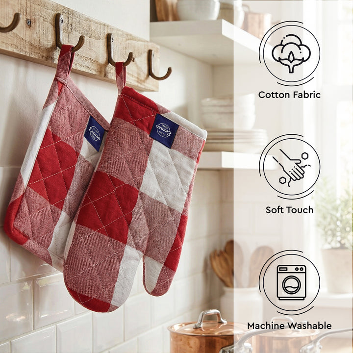 Cotton Buffalo Red Checks Oven Glove & Pot Holder