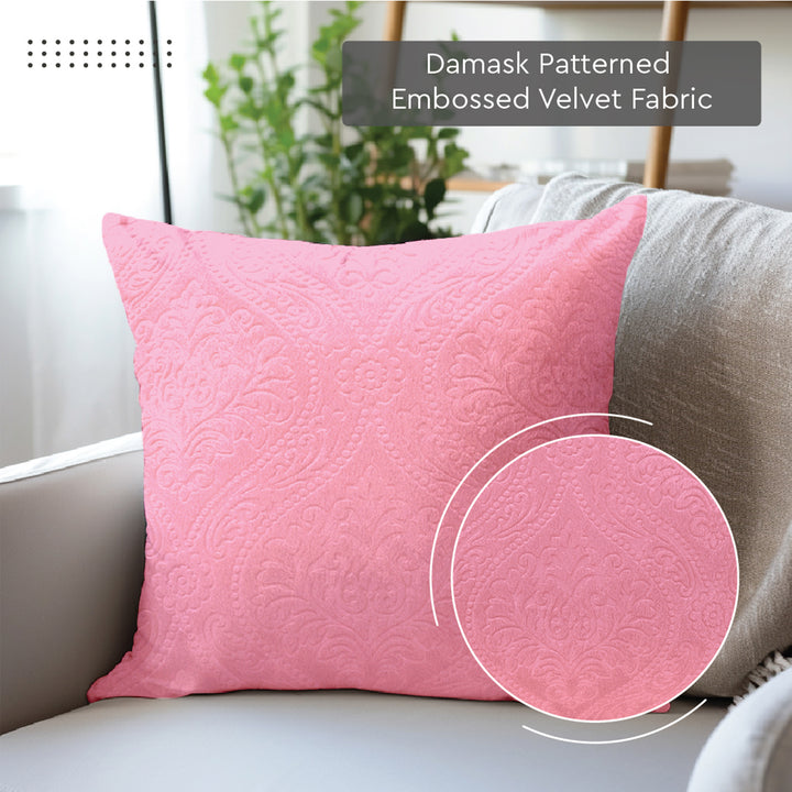 Embossed Velvet Pink Cushion Cover (Pack of 2)