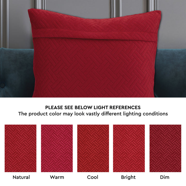 Quilted Velvet Red Cushion Cover (Pack of 1)