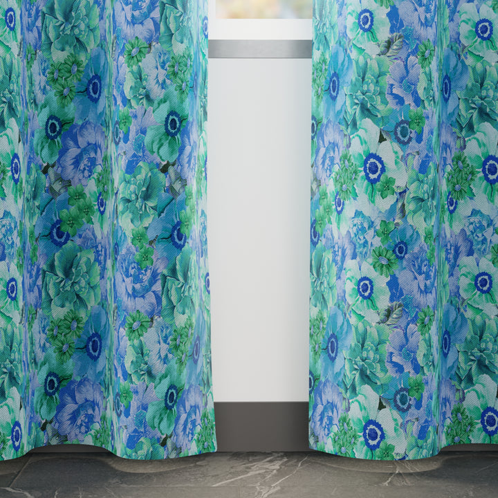 Blackout Polyester F2 Blue Curtain (Pack of 2)